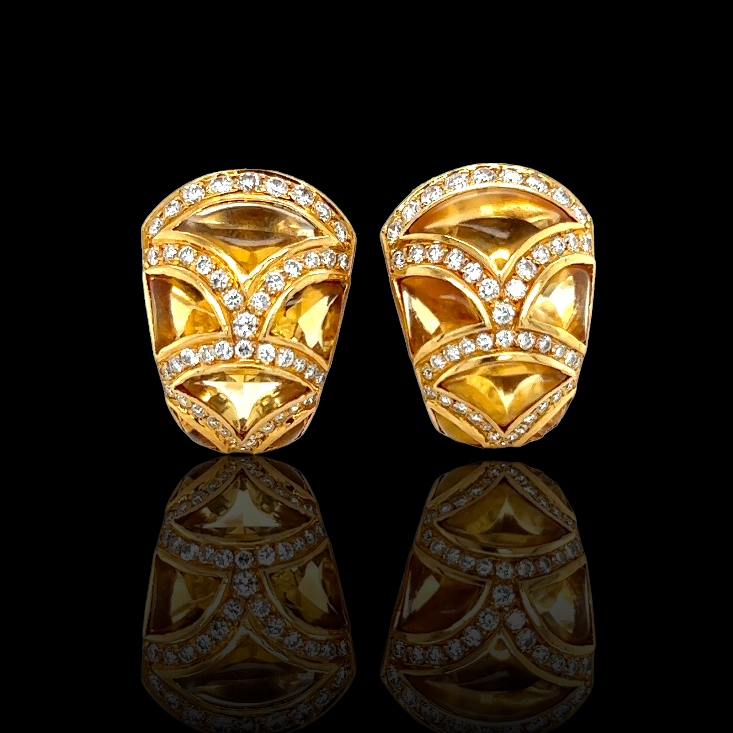 Citrine & Diamond Clip Earrings by O.J. Perrin - Wildsmith Jewellery Earrings