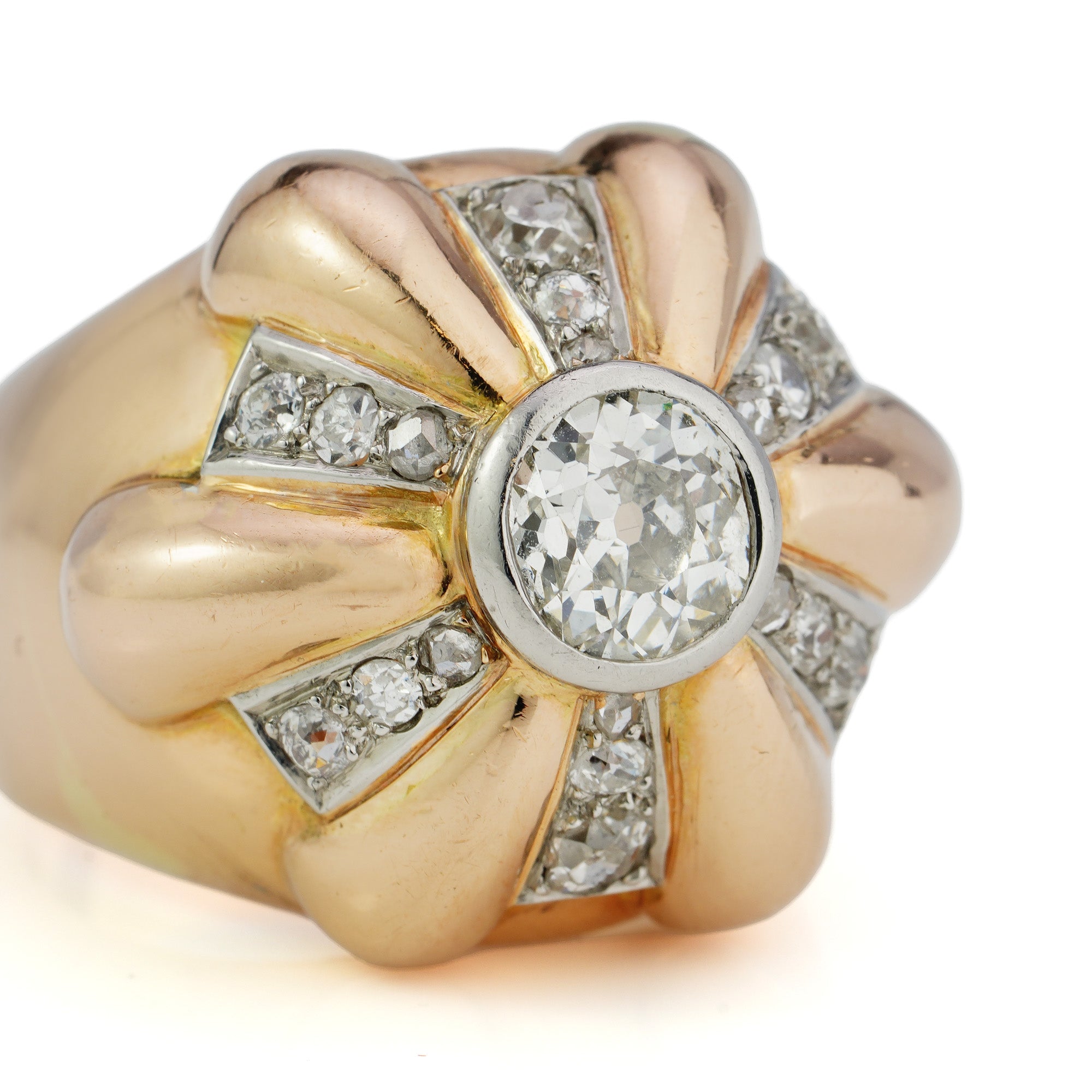 1950’s Gold & Diamond Bombé Ring - Wildsmith Jewellery Rings