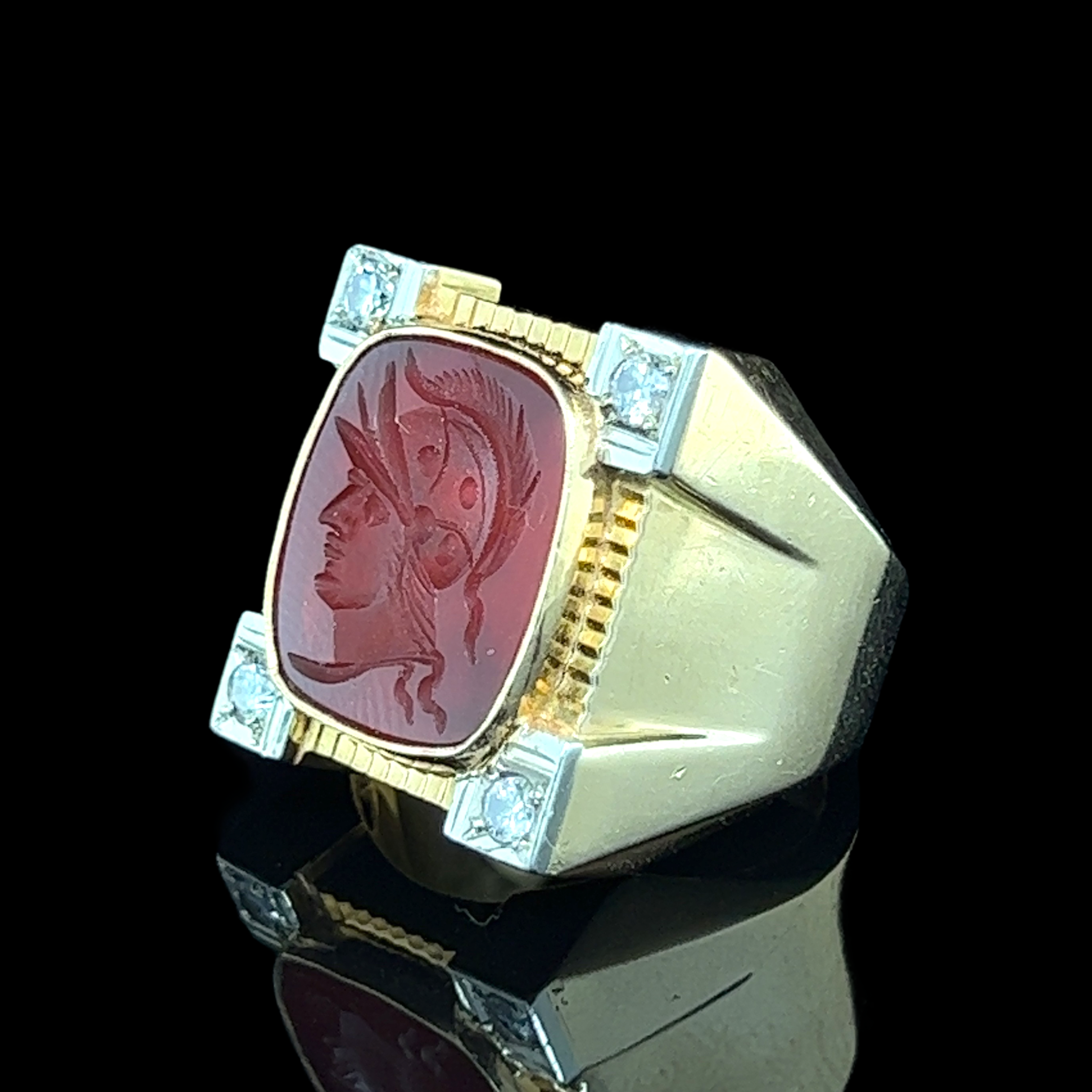 Cornelian & Diamond Intaglio Ring - Wildsmith Jewellery