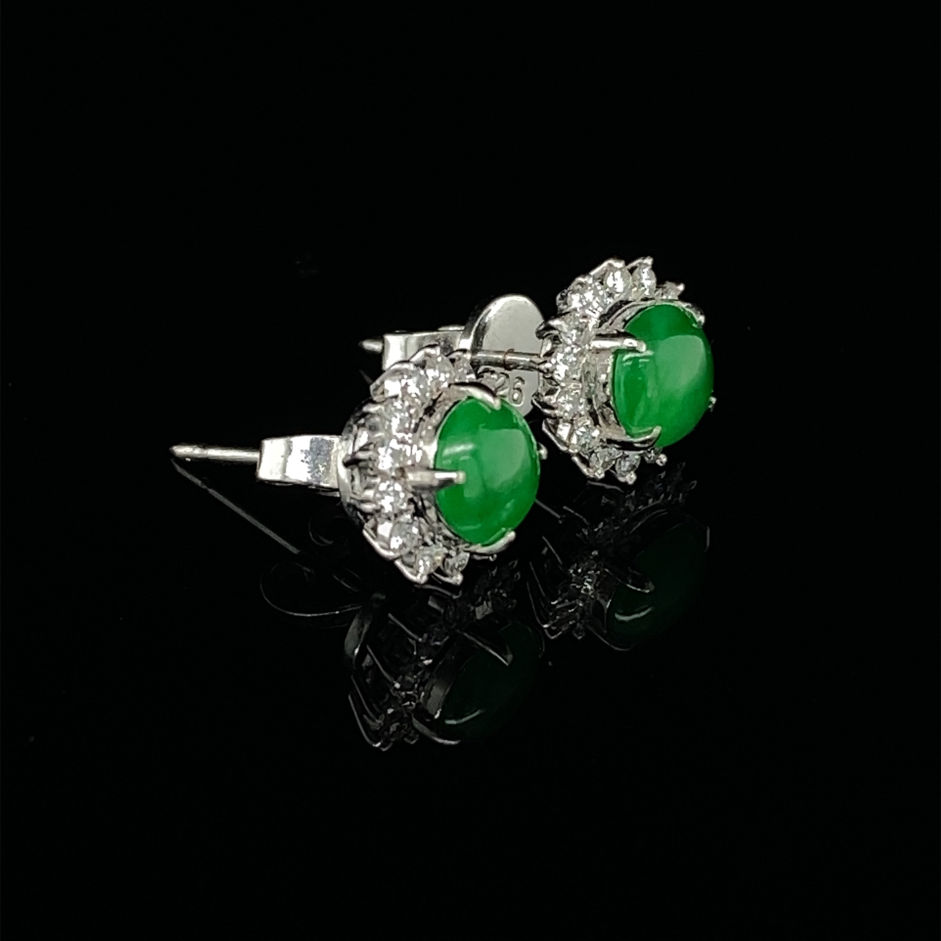 Green Jade & Diamond Cluster Earrings - Wildsmith Jewellery Earrings