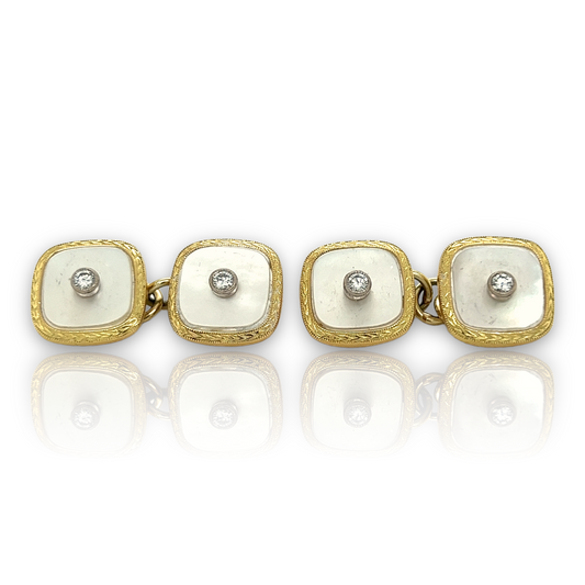 Diamond Mother of Pearl Cufflinks by Deakin and Francis - Wildsmith Jewellery Cufflinks