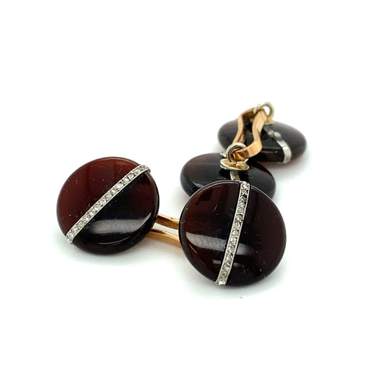 Art Deco Onyx & Diamond Cufflinks - Wildsmith Jewellery Cufflinks