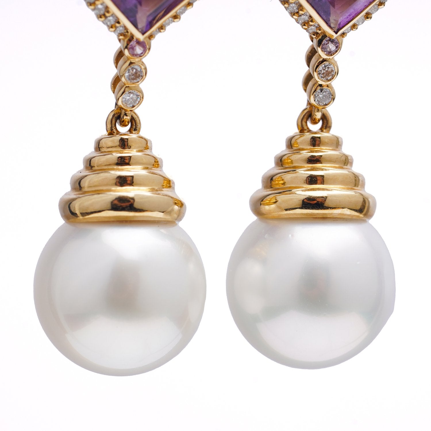 Akoya Pearl & Amethyst Earrings - Wildsmith Jewellery Earrings