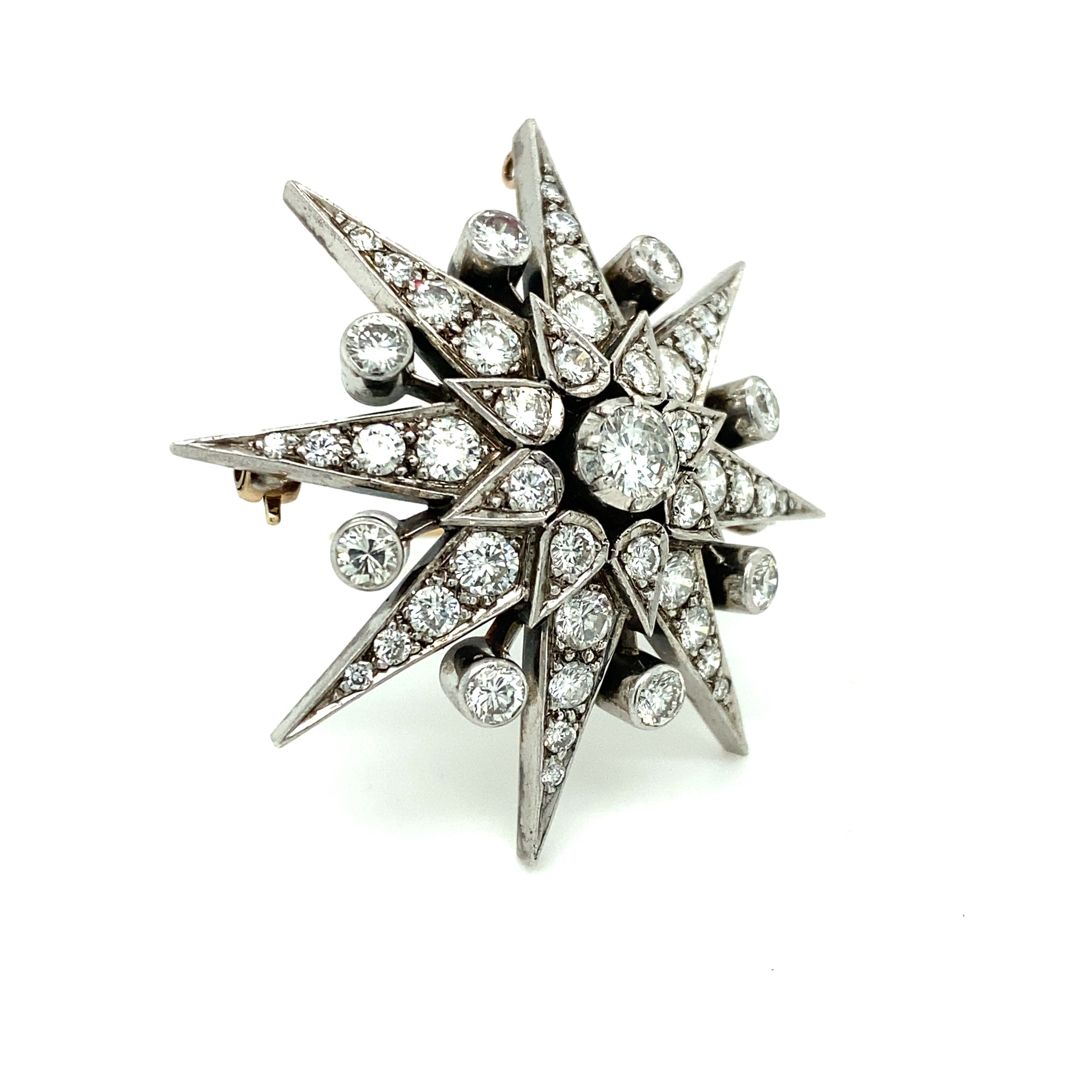 Victorian Diamond Star Brooch - Wildsmith Jewellery Brooches