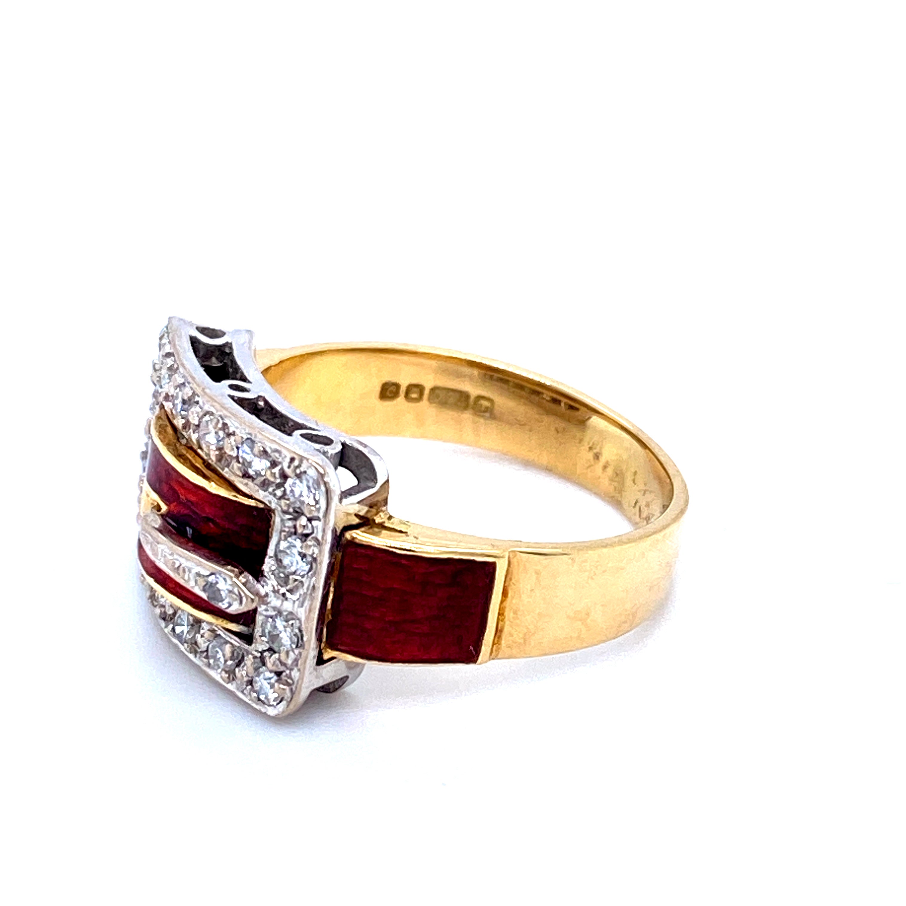 Diamond and Enamel Buckle Ring - Wildsmith Jewellery Rings