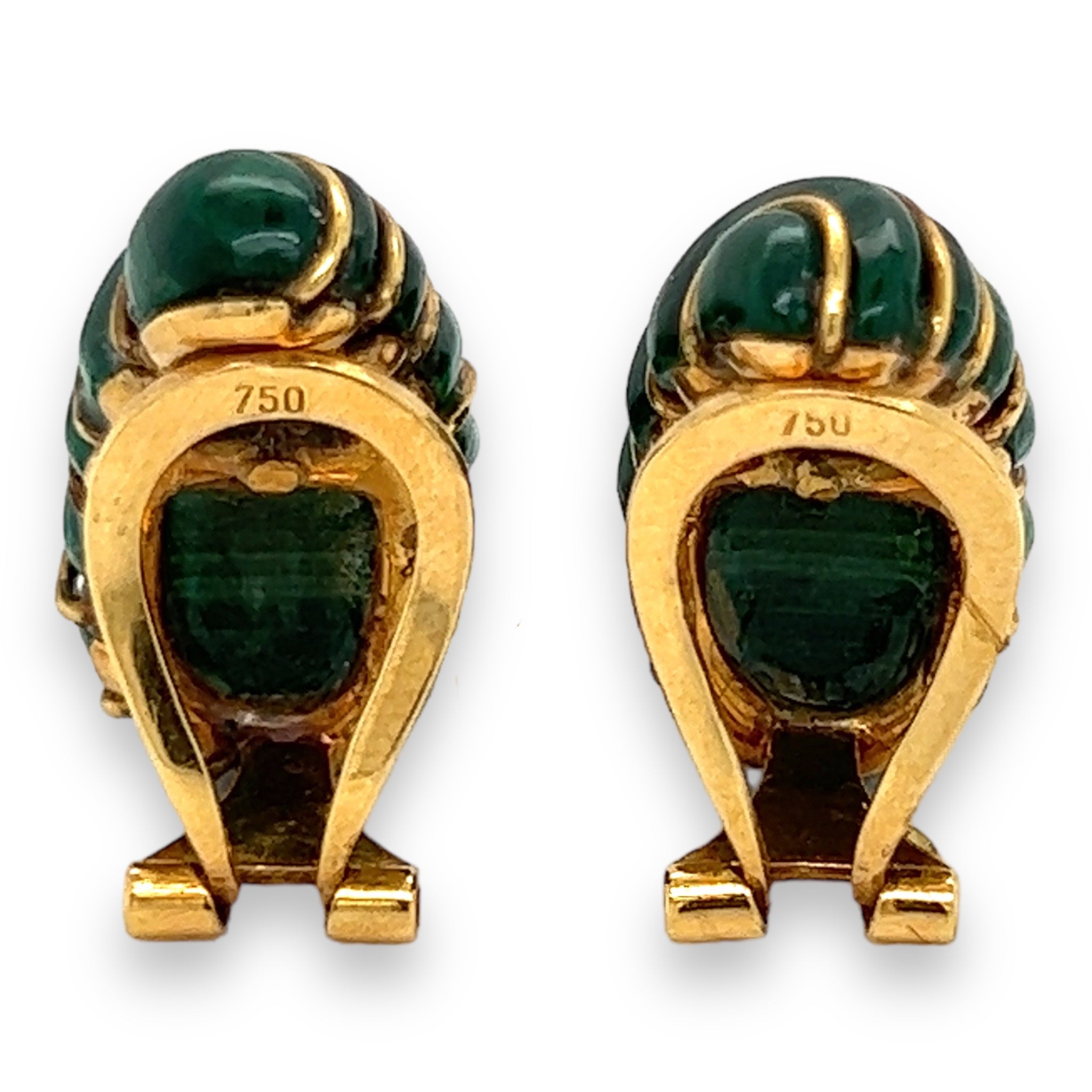 1970s 18ct Gold & Malachite Earrings - Wildsmith Jewellery Earrings