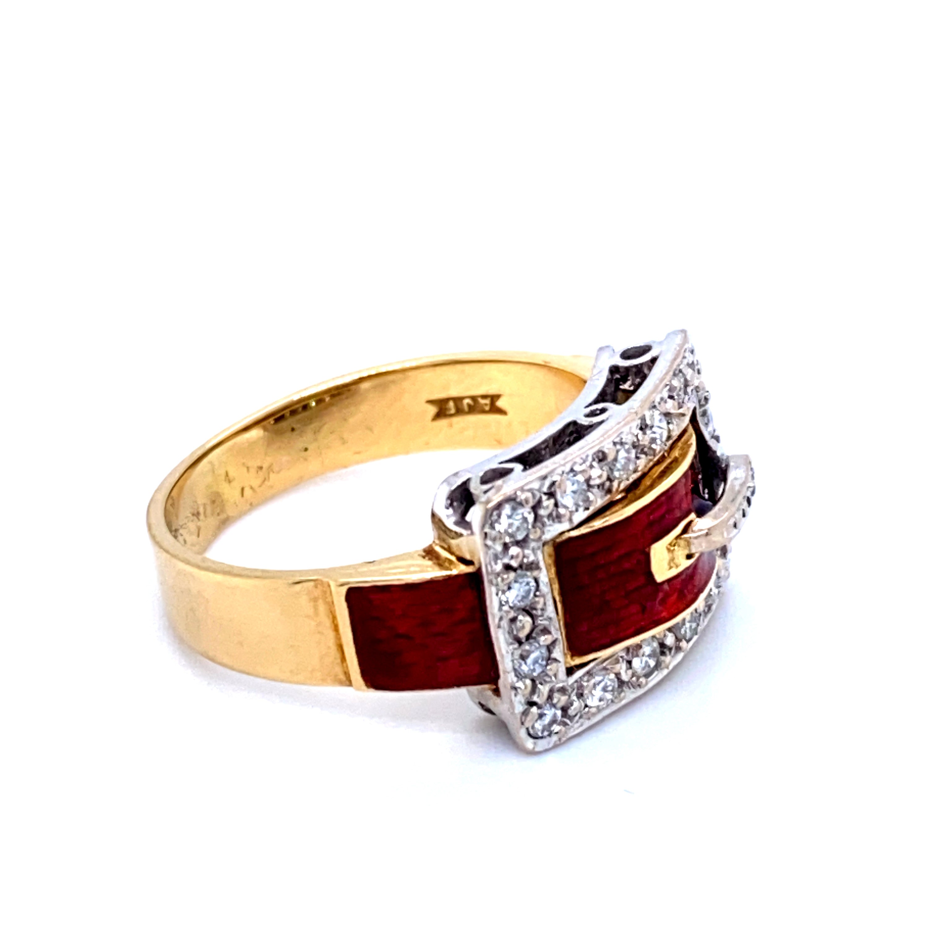 Diamond and Enamel Buckle Ring - Wildsmith Jewellery Rings