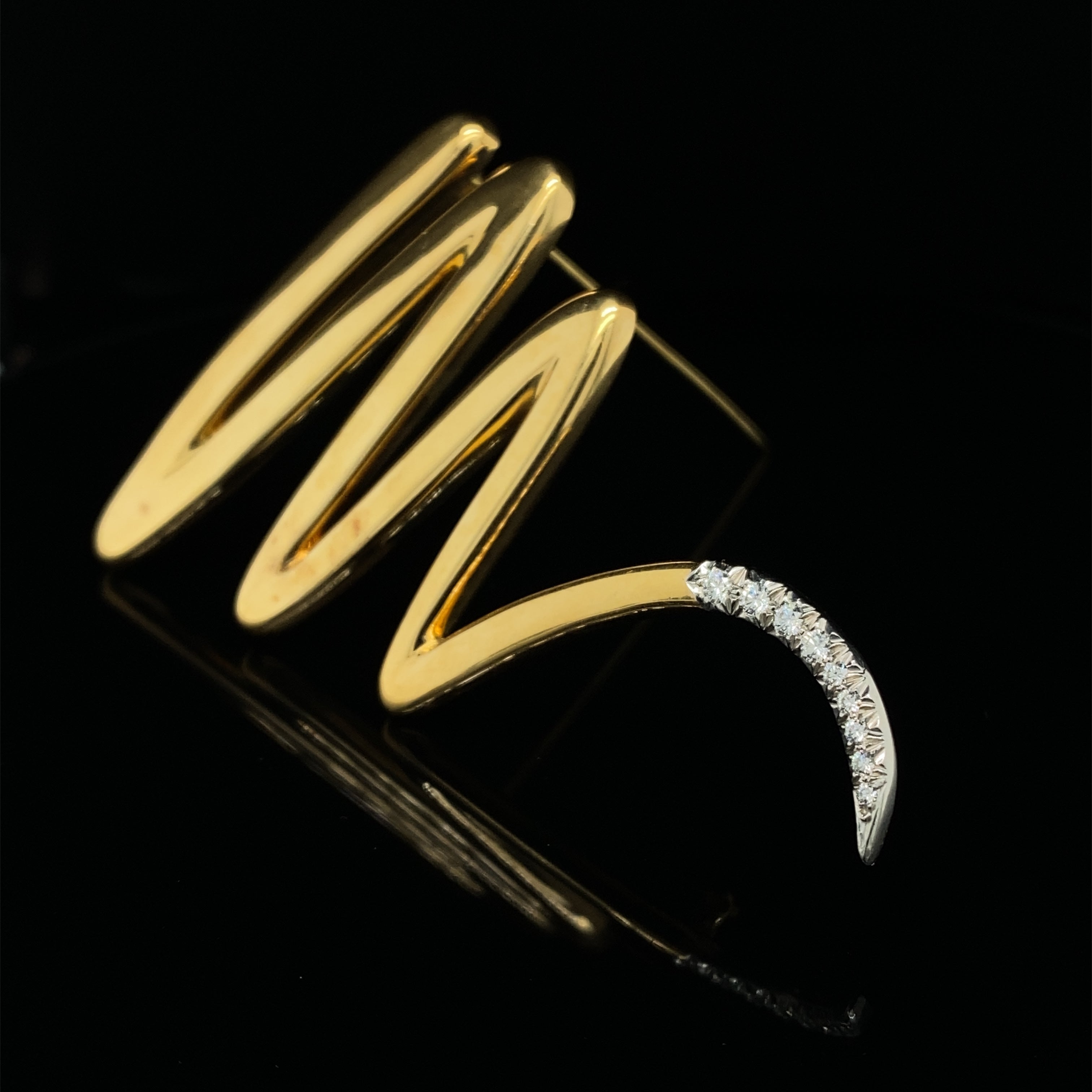 Zig Zag Gold & Diamond Brooch by Tiffany & Co, Paloma Picasso - Wildsmith Jewellery