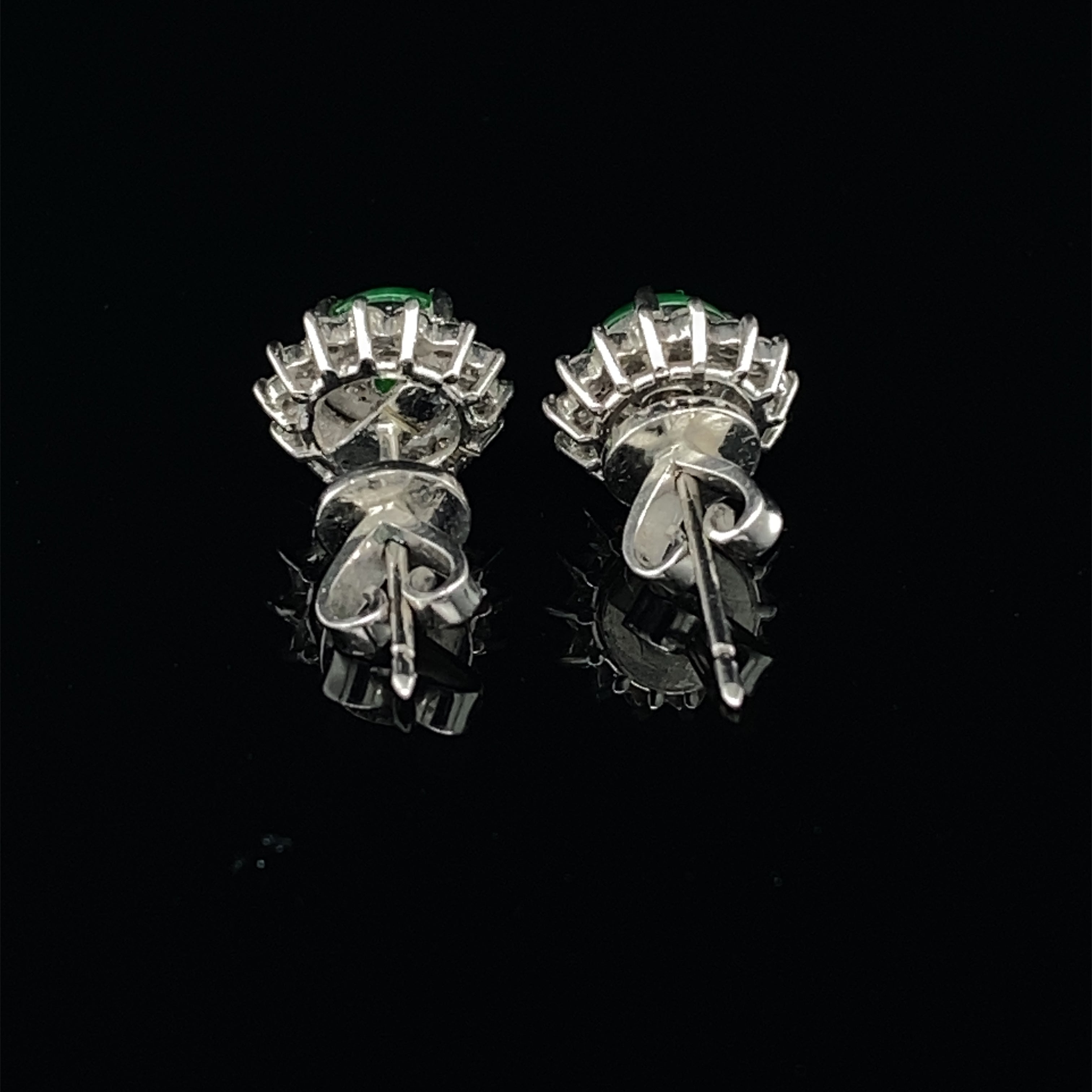 Green Jade & Diamond Cluster Earrings - Wildsmith Jewellery Earrings