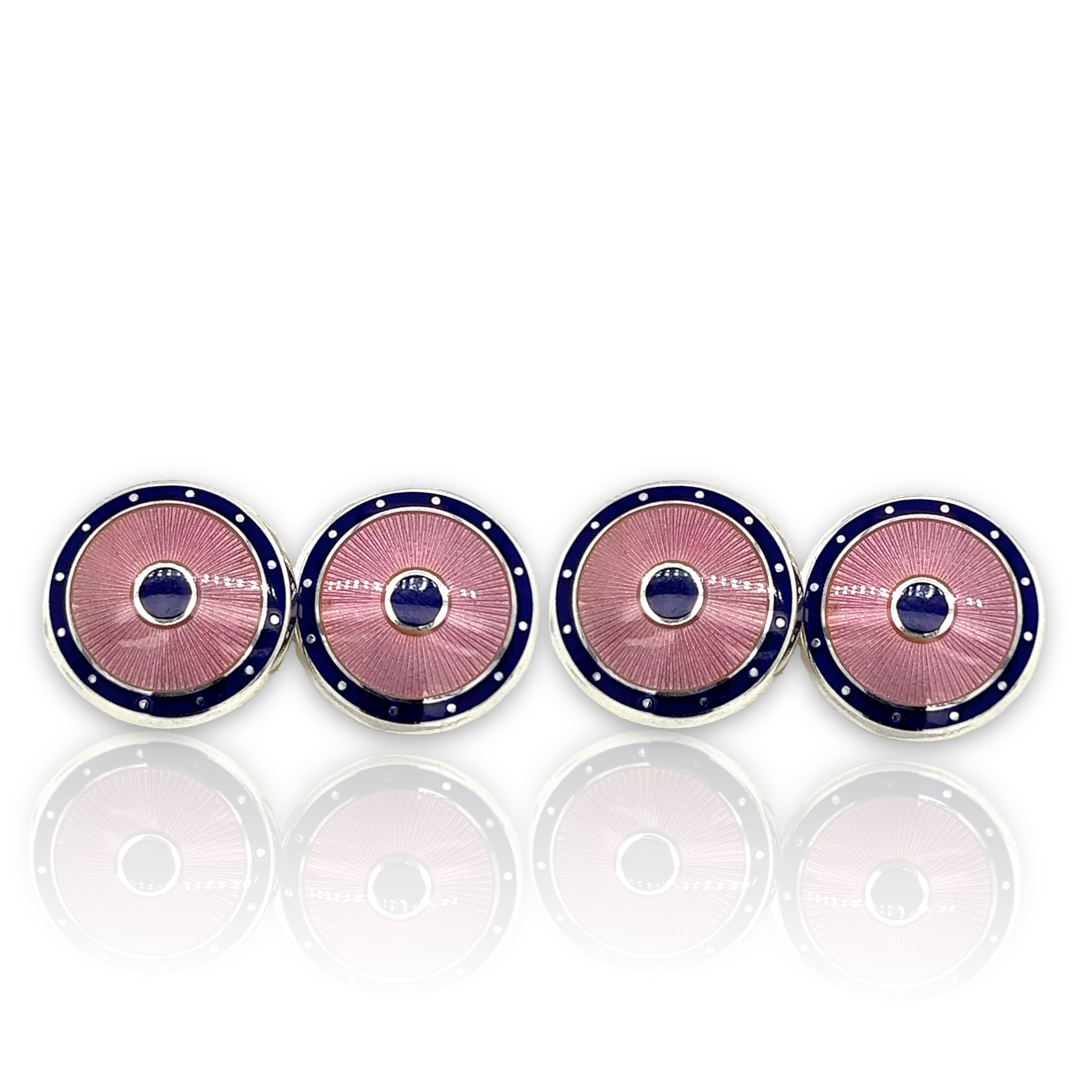 Navy & Pink Enamel Sterling Silver Cufflinks - Wildsmith Jewellery Cufflinks