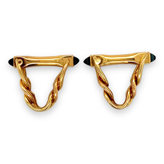 18ct Gold & Sapphire Stirrup Cufflinks, French - Wildsmith Jewellery Cufflinks