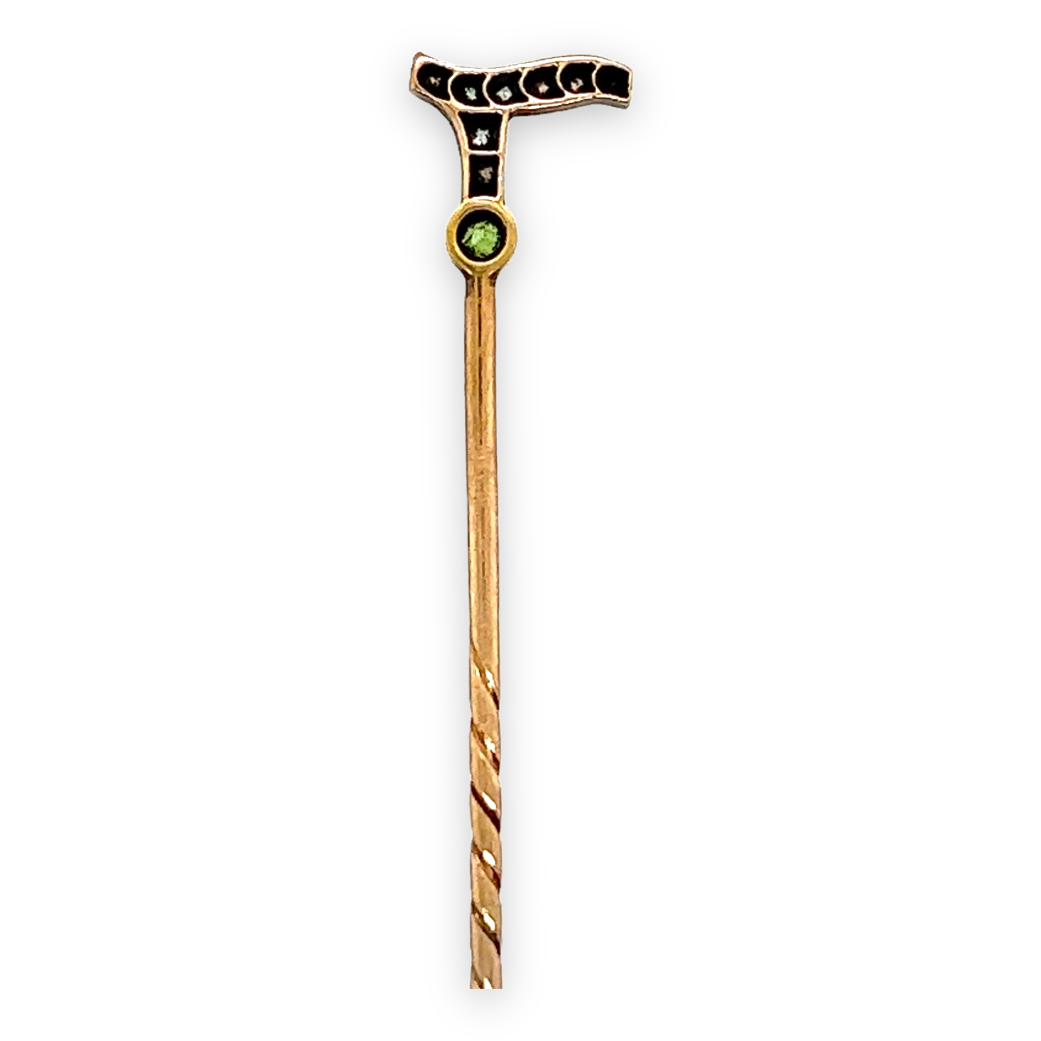 Edwardian Diamond & Demantoid Garnet Stickpin - Wildsmith Jewellery Stickpins