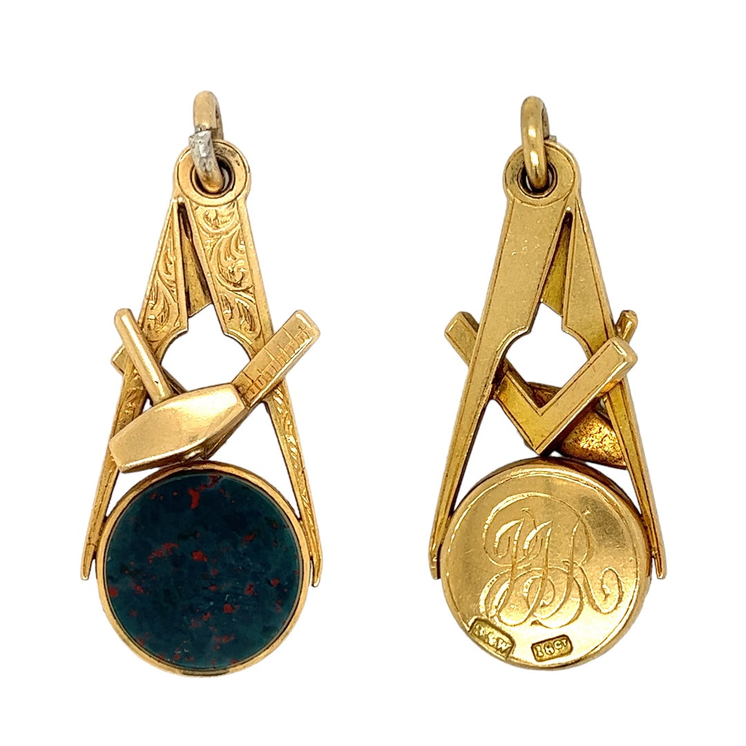 Victorian 18ct Gold & Bloodstone Masonic Pendant - Wildsmith Jewellery Charms & Pendants