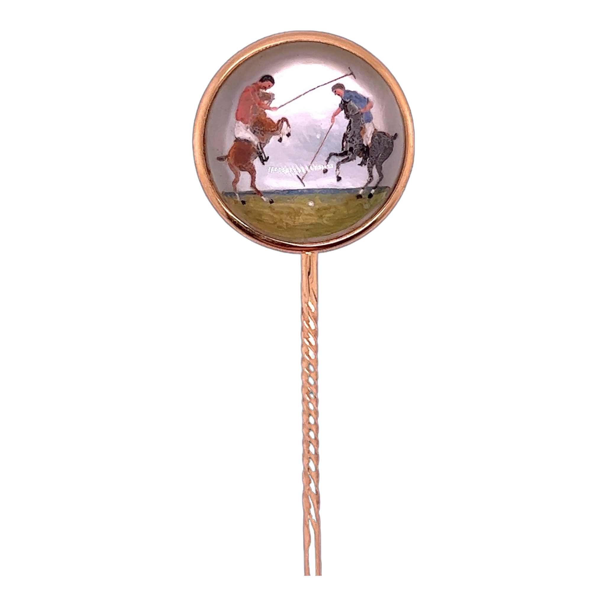 Reverse Intaglio Essex Crystal Polo Match Stickpin - Wildsmith Jewellery Stickpins