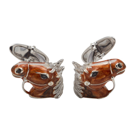 Enamel Horse Head Cufflinks - Wildsmith Jewellery Cufflinks