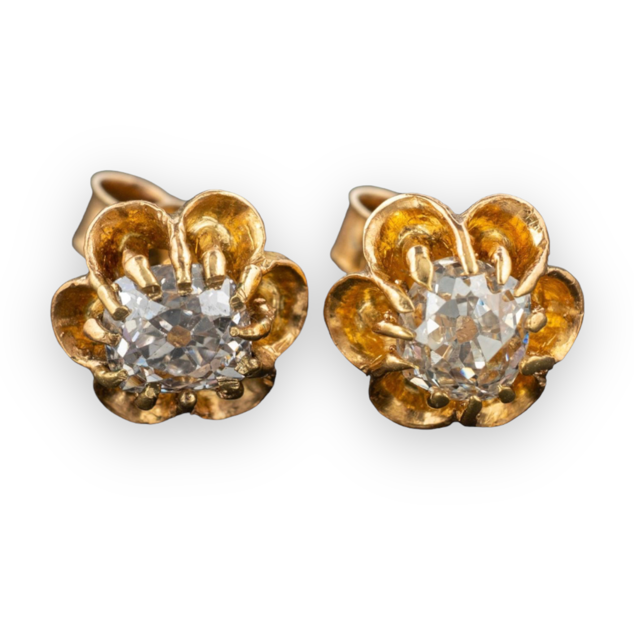 Old mine cut diamond 2025 stud earrings
