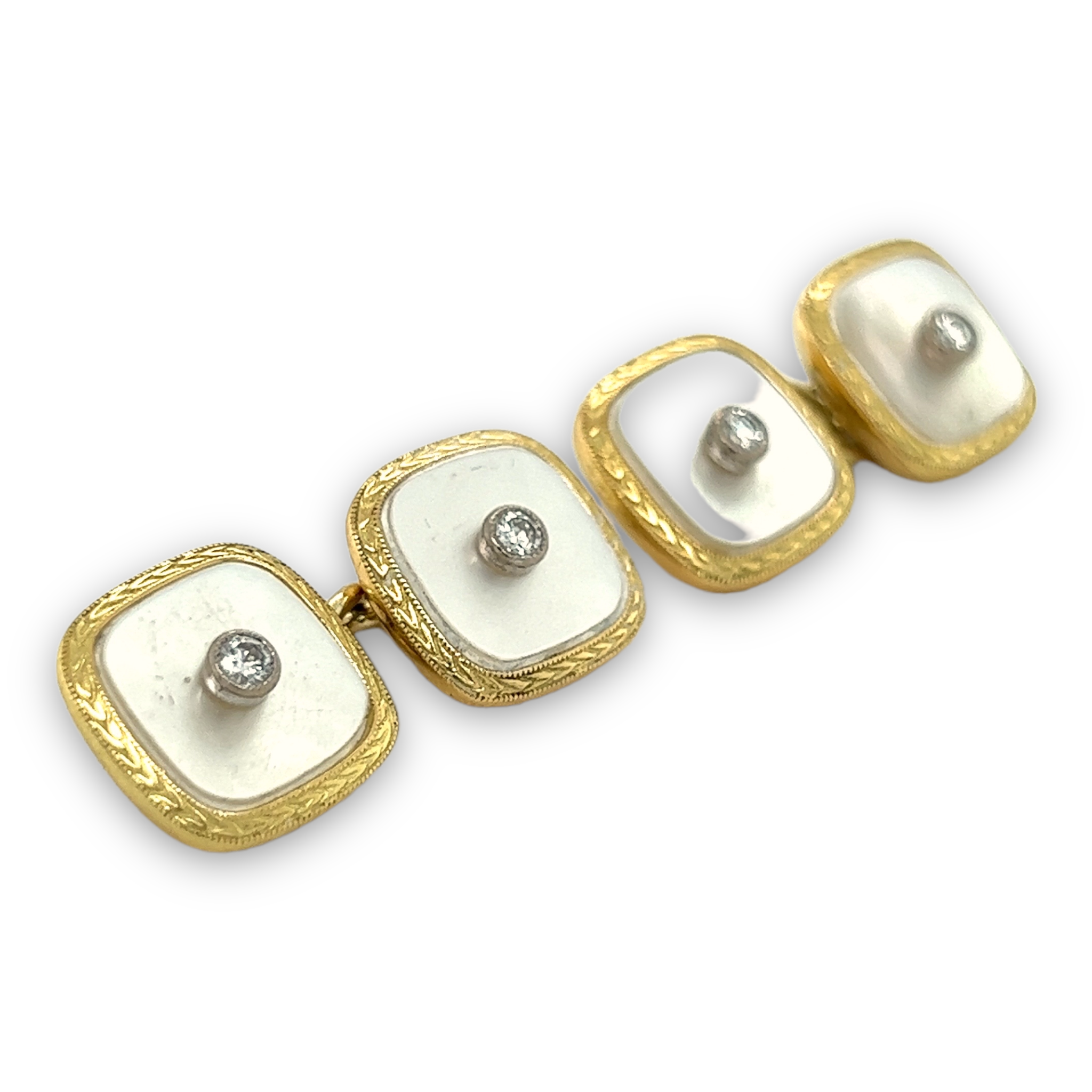 Diamond Mother of Pearl Cufflinks by Deakin and Francis - Wildsmith Jewellery Cufflinks