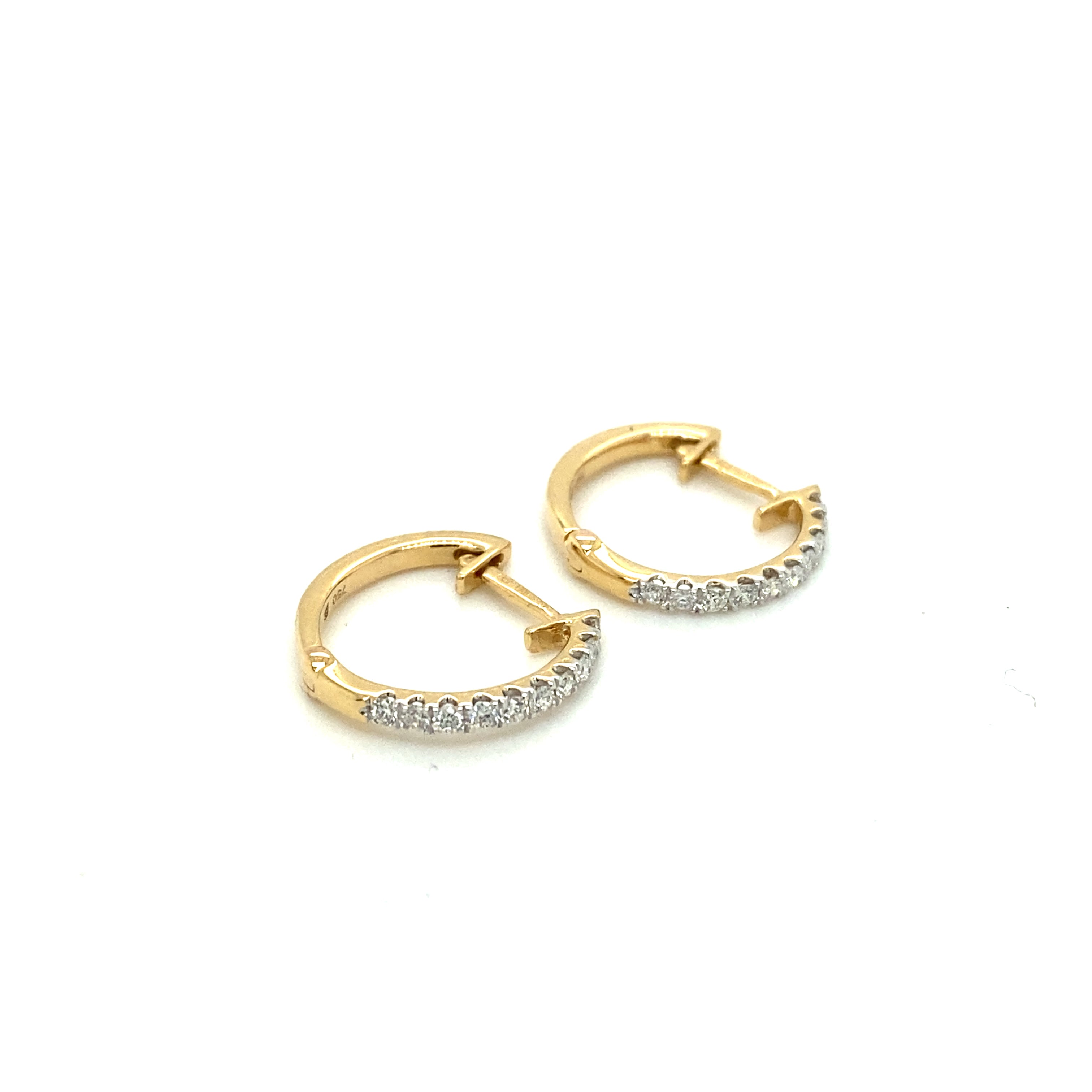 18ct Yellow Gold Diamond Huggy Hoop Earring - Wildsmith Jewellery Earrings