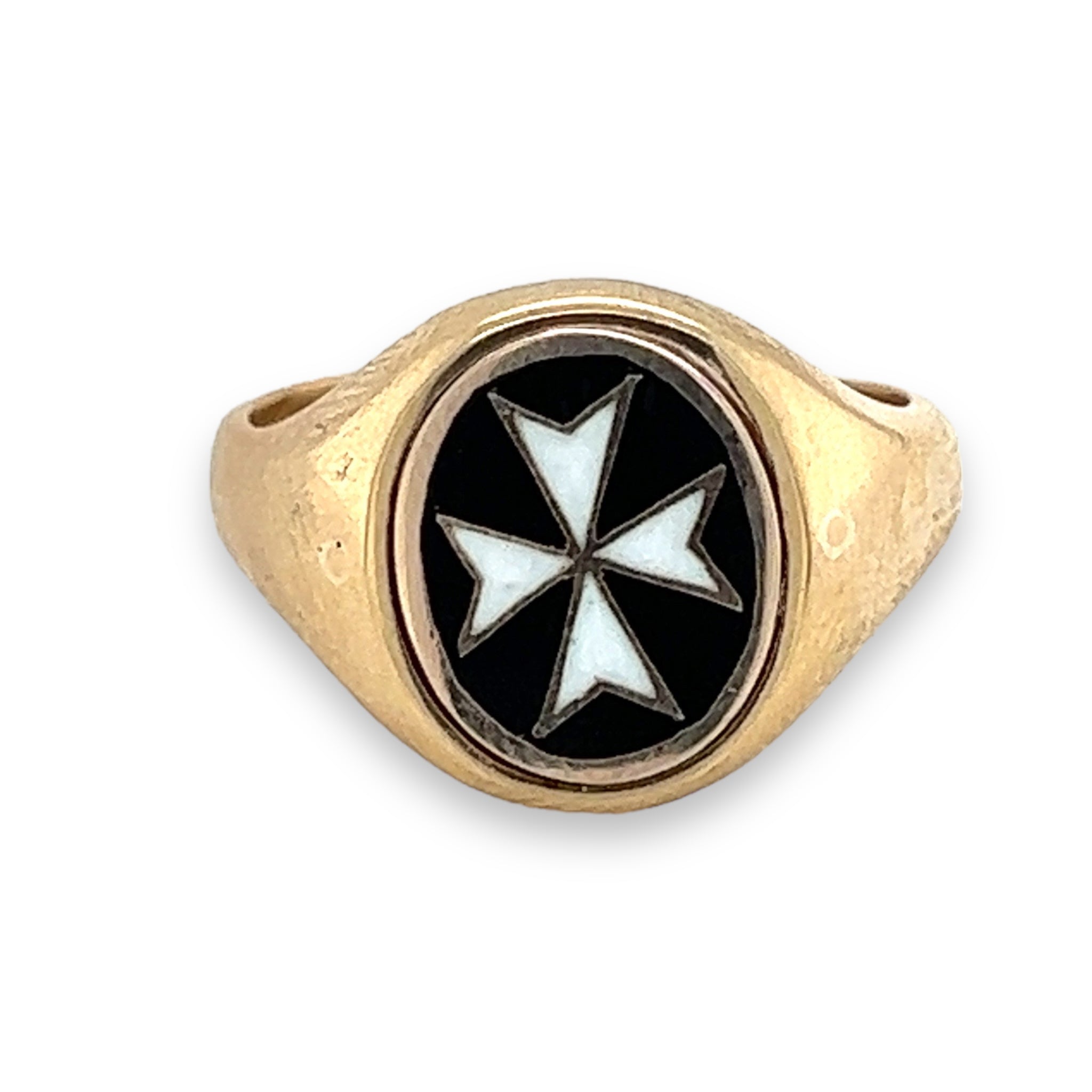 Knights of Malta Masonic Swivel Signet Ring, 9ct