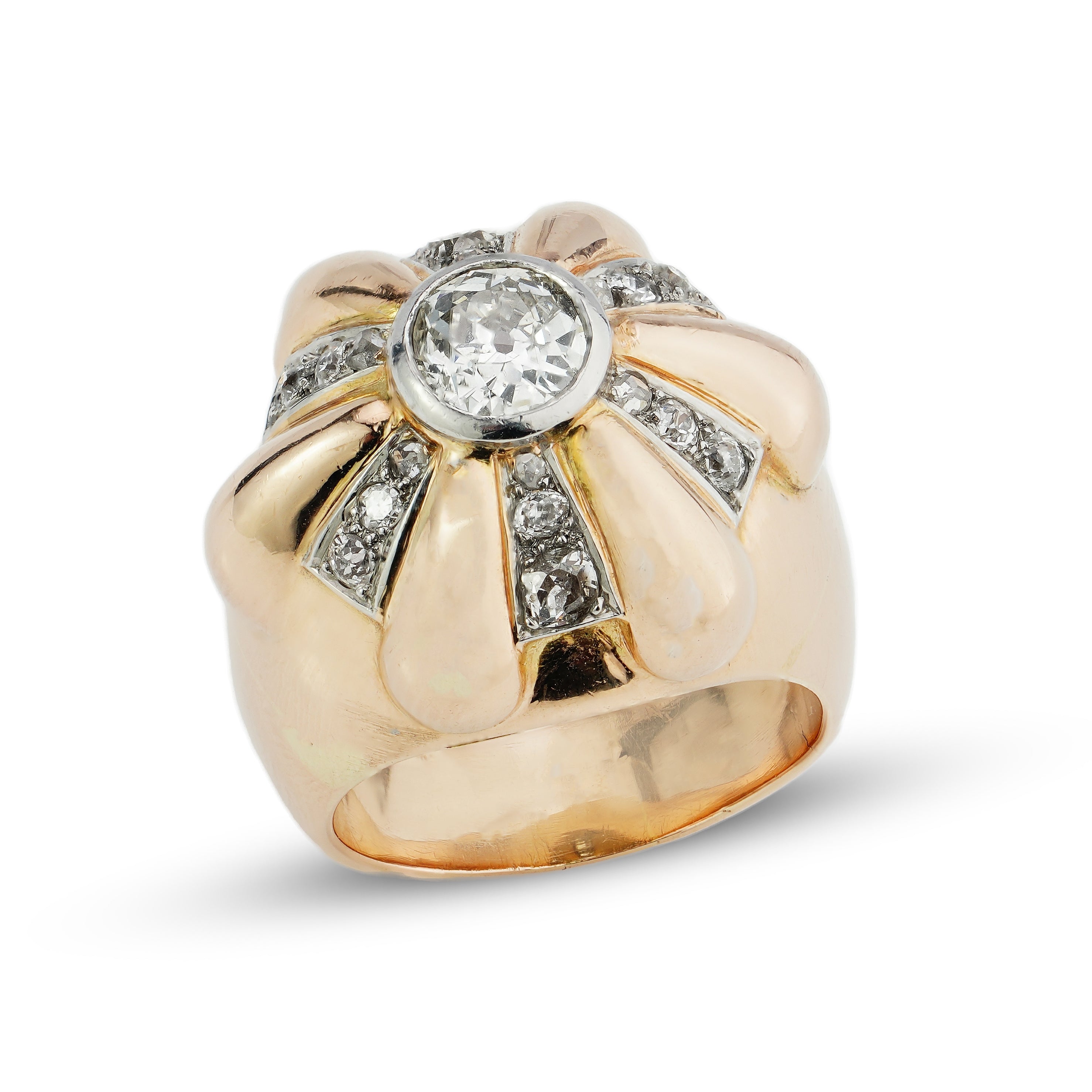 1950’s Gold & Diamond Bombé Ring - Wildsmith Jewellery Rings