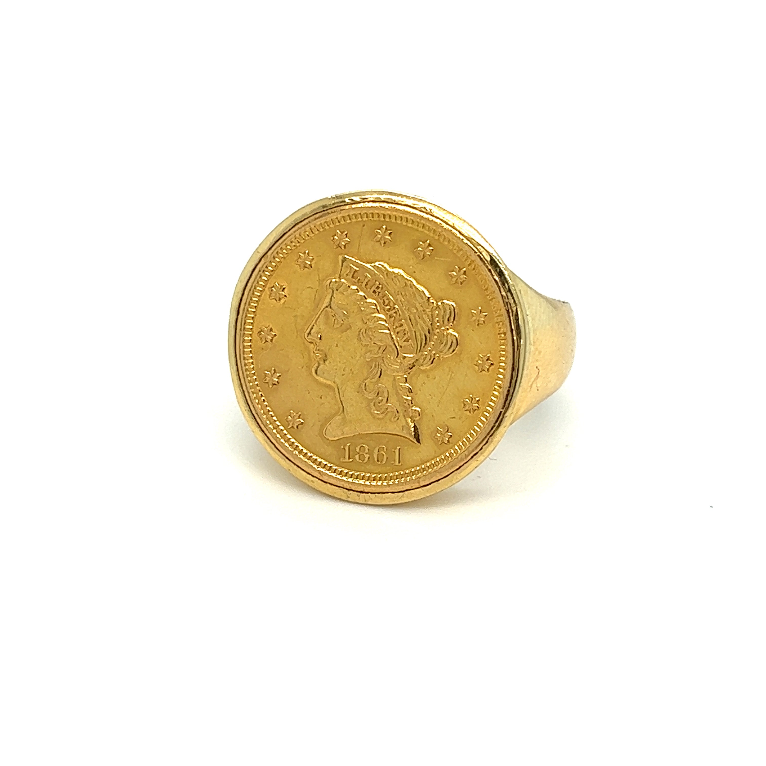 Antique Gold $2.5 Liberty Head Coin Ring, 18ct - Wildsmith Jewellery Rings