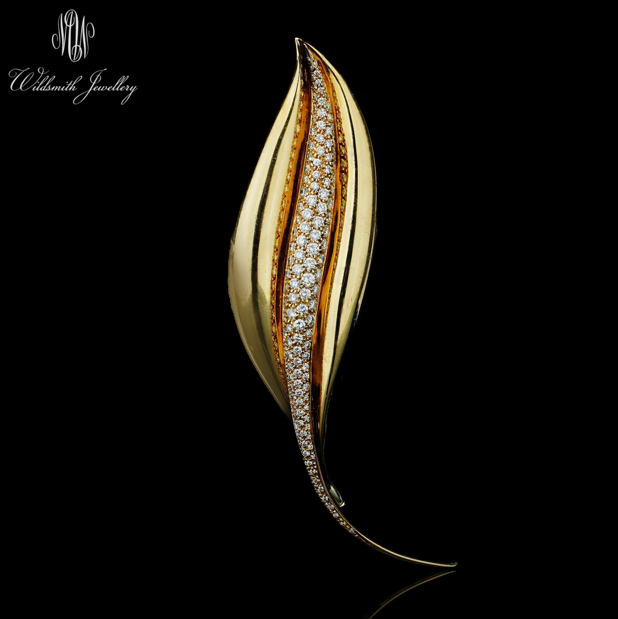 18ct Gold & Diamond Lily Brooch - Wildsmith Jewellery Brooches & Lapel Pins