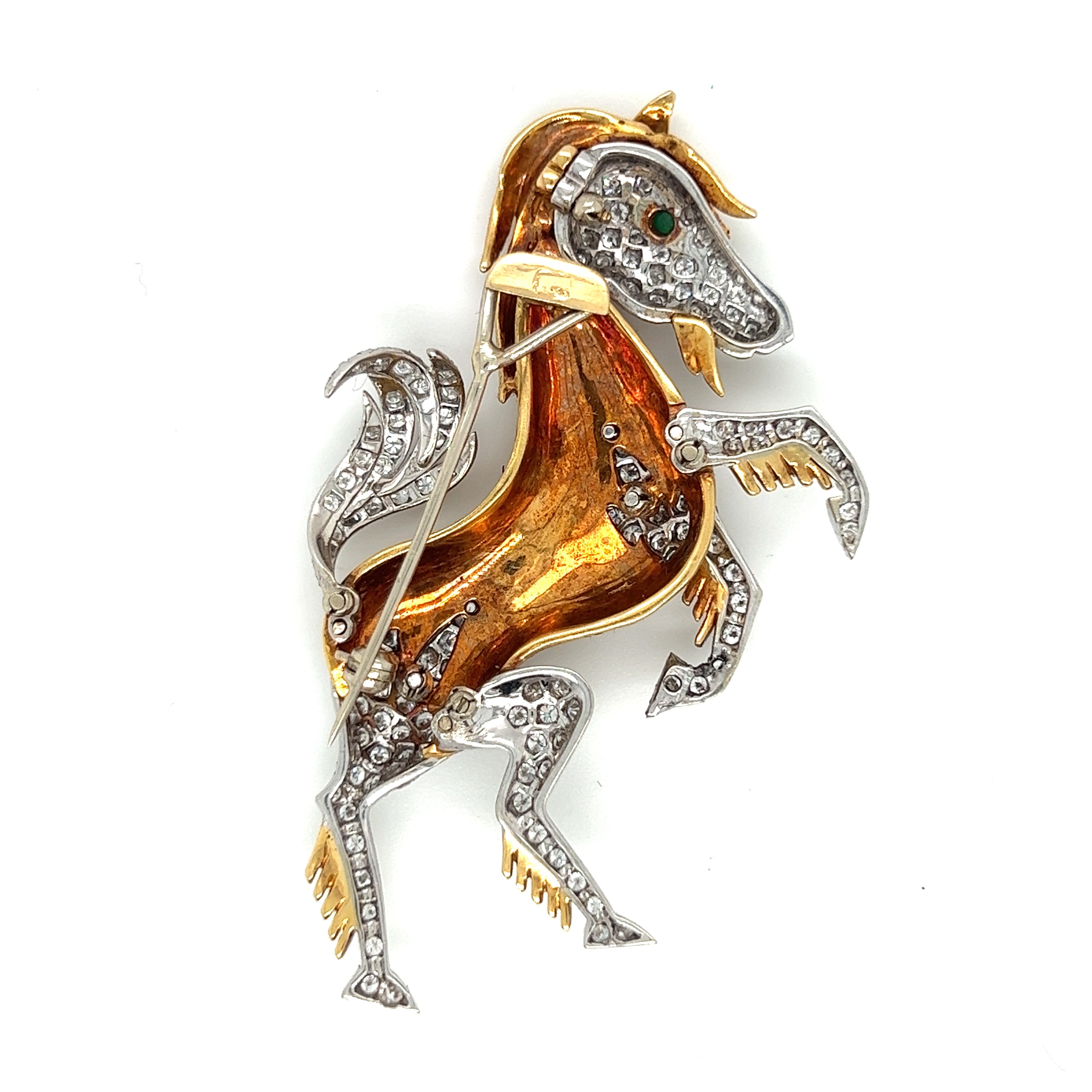 18ct Gold, Diamond & Enamel Horse Brooch - Wildsmith Jewellery Brooches & Lapel Pins