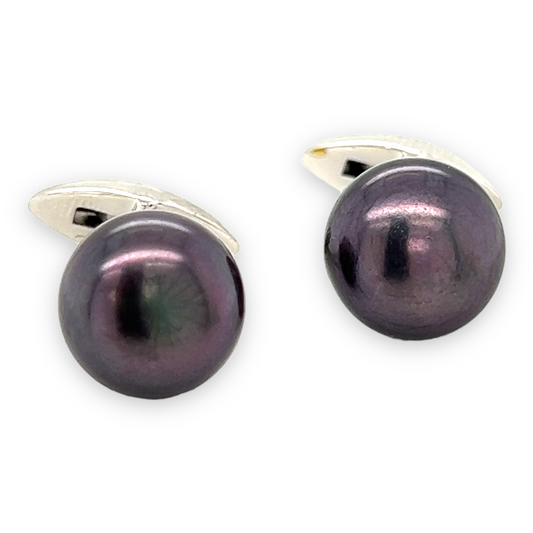 Grey Button Pearl Cufflinks - Wildsmith Jewellery Cufflinks