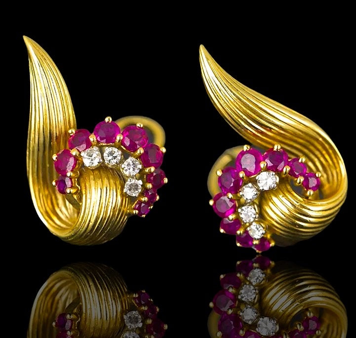 Kutchinsky Ruby & Diamond Earrings, 1969 - Wildsmith Jewellery Earrings