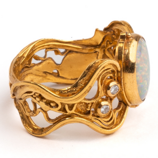 22ct Opal and Diamond Ring by Lucy Copleston - Wildsmith Jewellery Rings