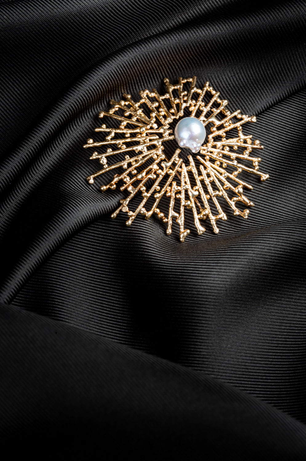 Pearl and Gold Spider Webb Brooch - Wildsmith Jewellery Brooches