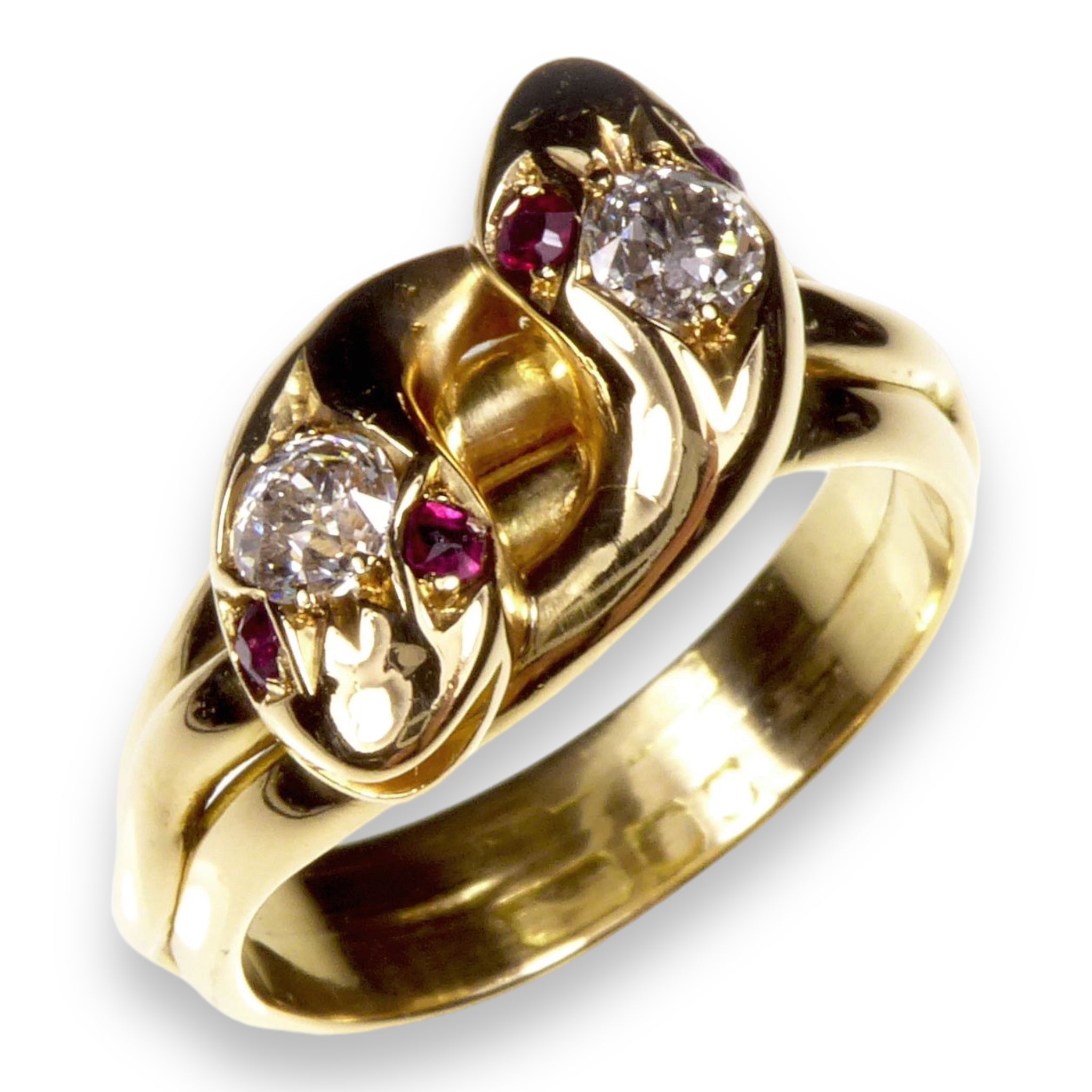 19th Century Ruby & Diamond Double Headed Snake Ring - Wildsmith Jewellery Rings
