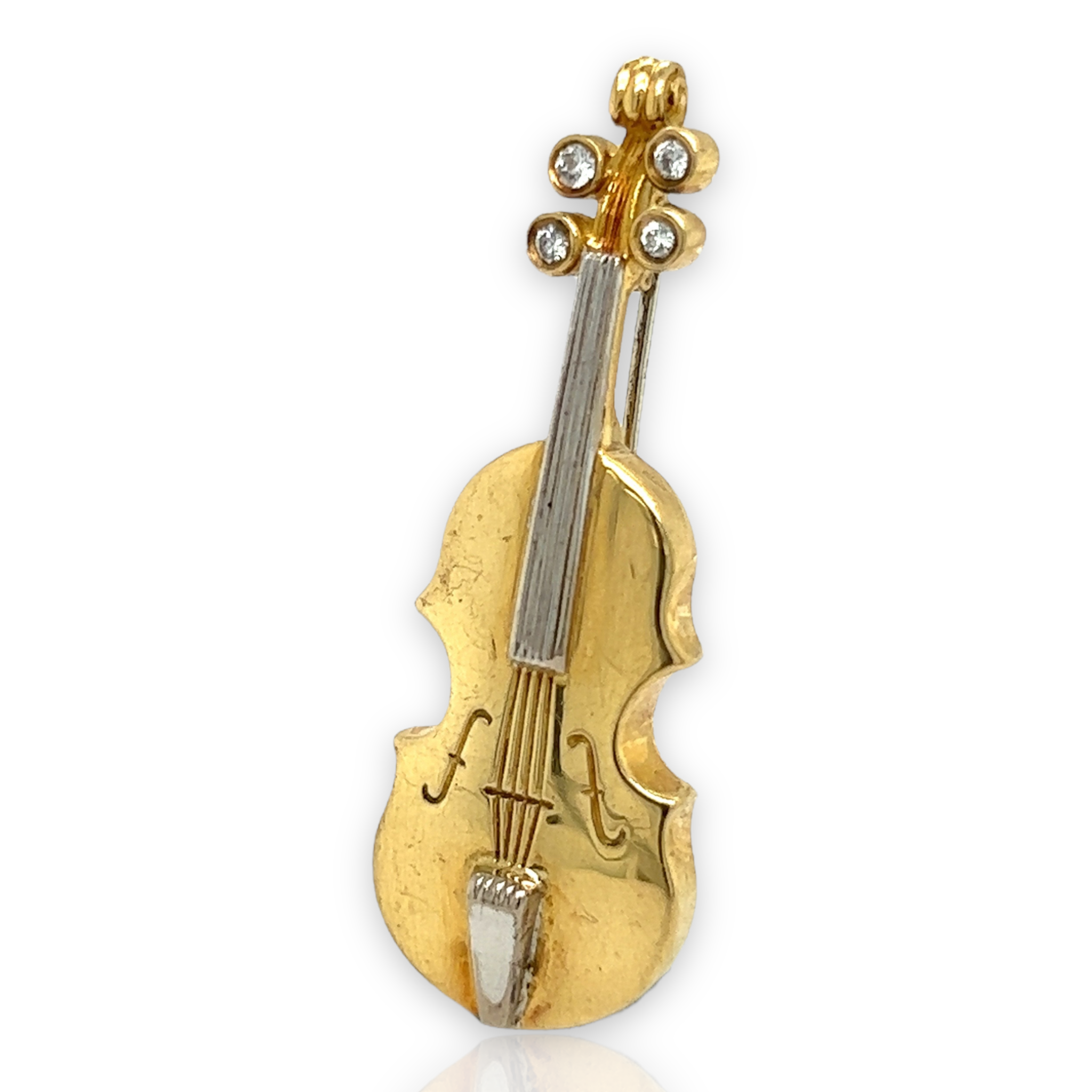 18ct Gold & Diamond Violin Brooch - Wildsmith Jewellery Brooches & Lapel Pins