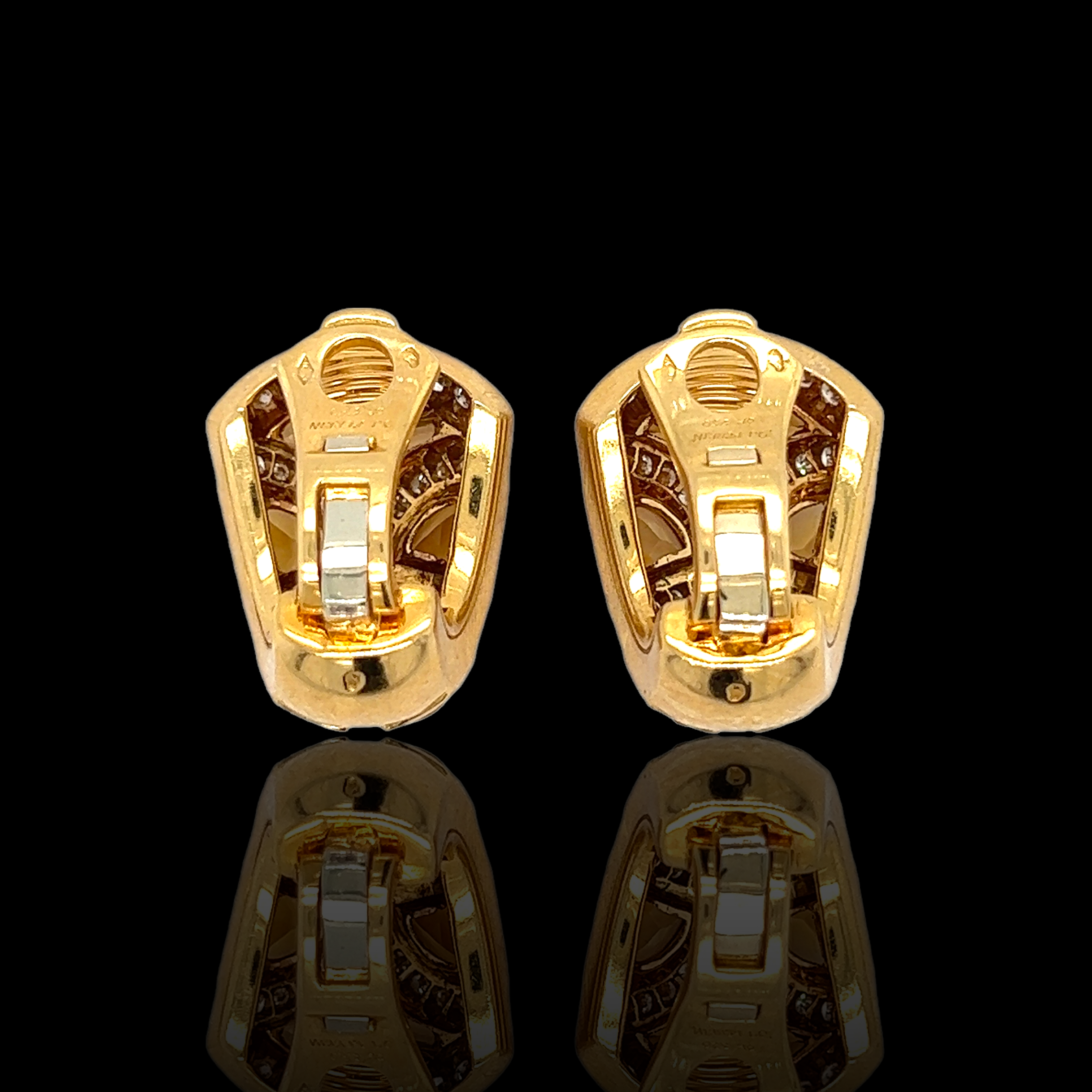 Citrine & Diamond Clip Earrings by O.J. Perrin - Wildsmith Jewellery Earrings