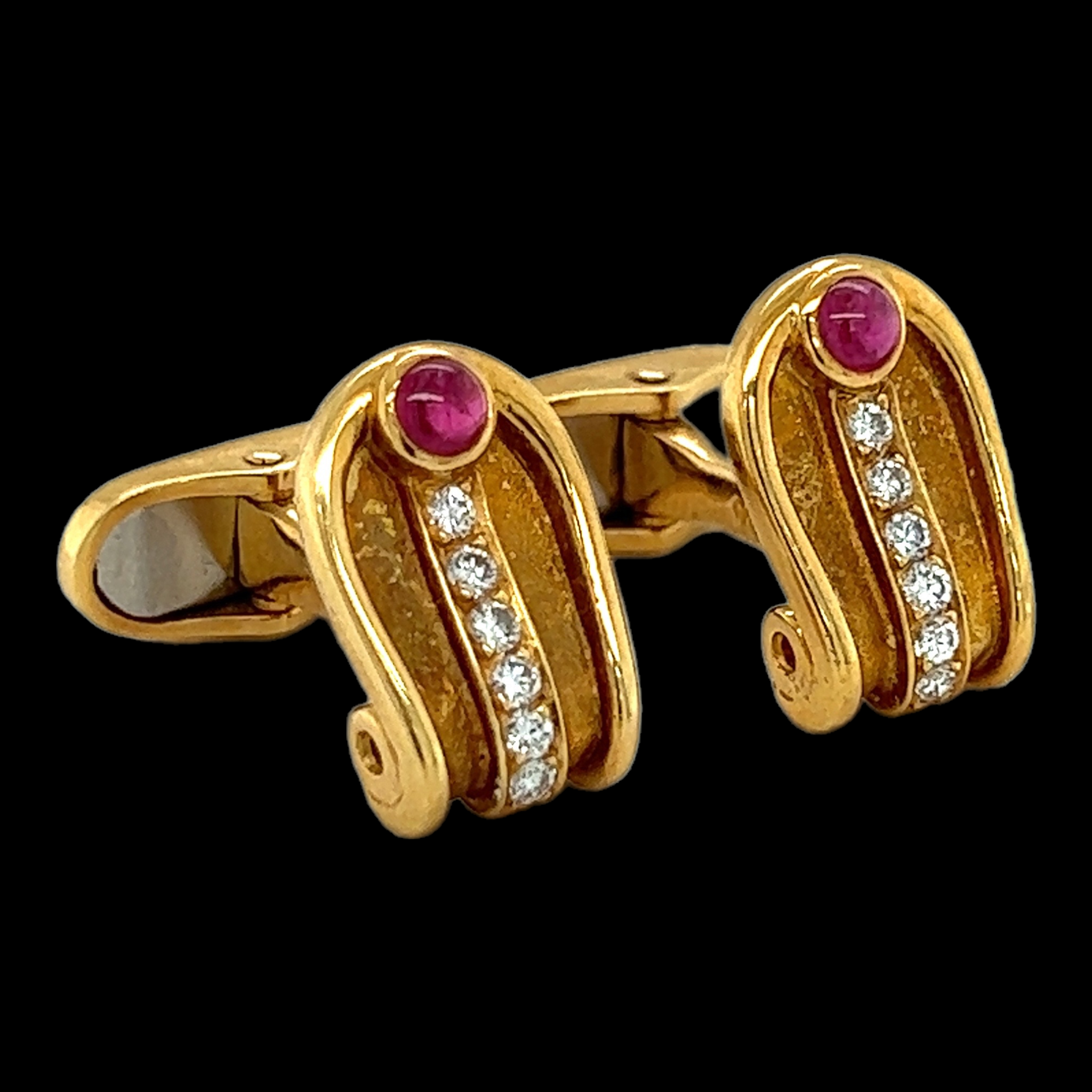 18ct Gold Ruby & Diamond Cufflinks by Chaumet - Wildsmith Jewellery Cufflinks