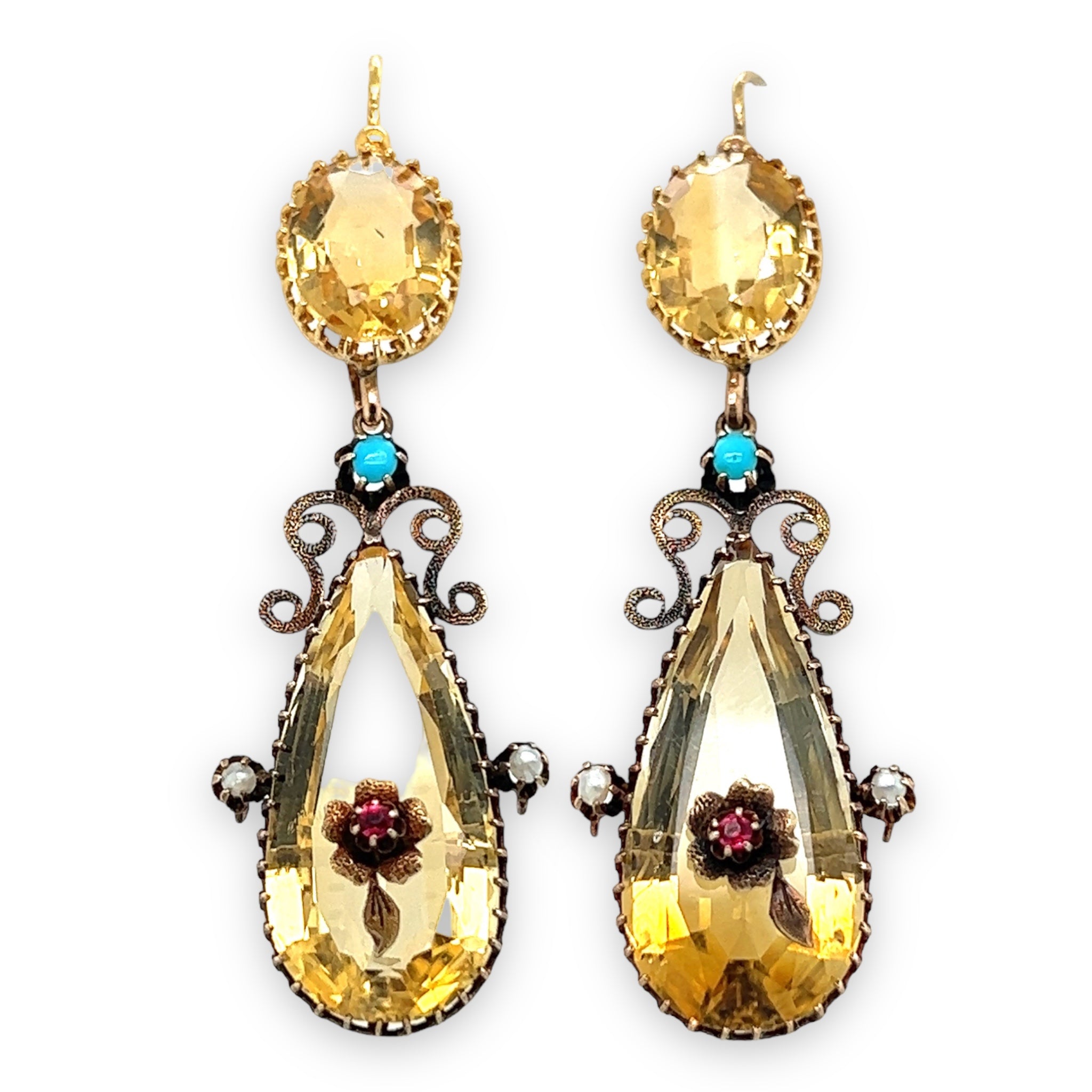 Victorian Citrine Drop Earrings - Wildsmith Jewellery Earrings