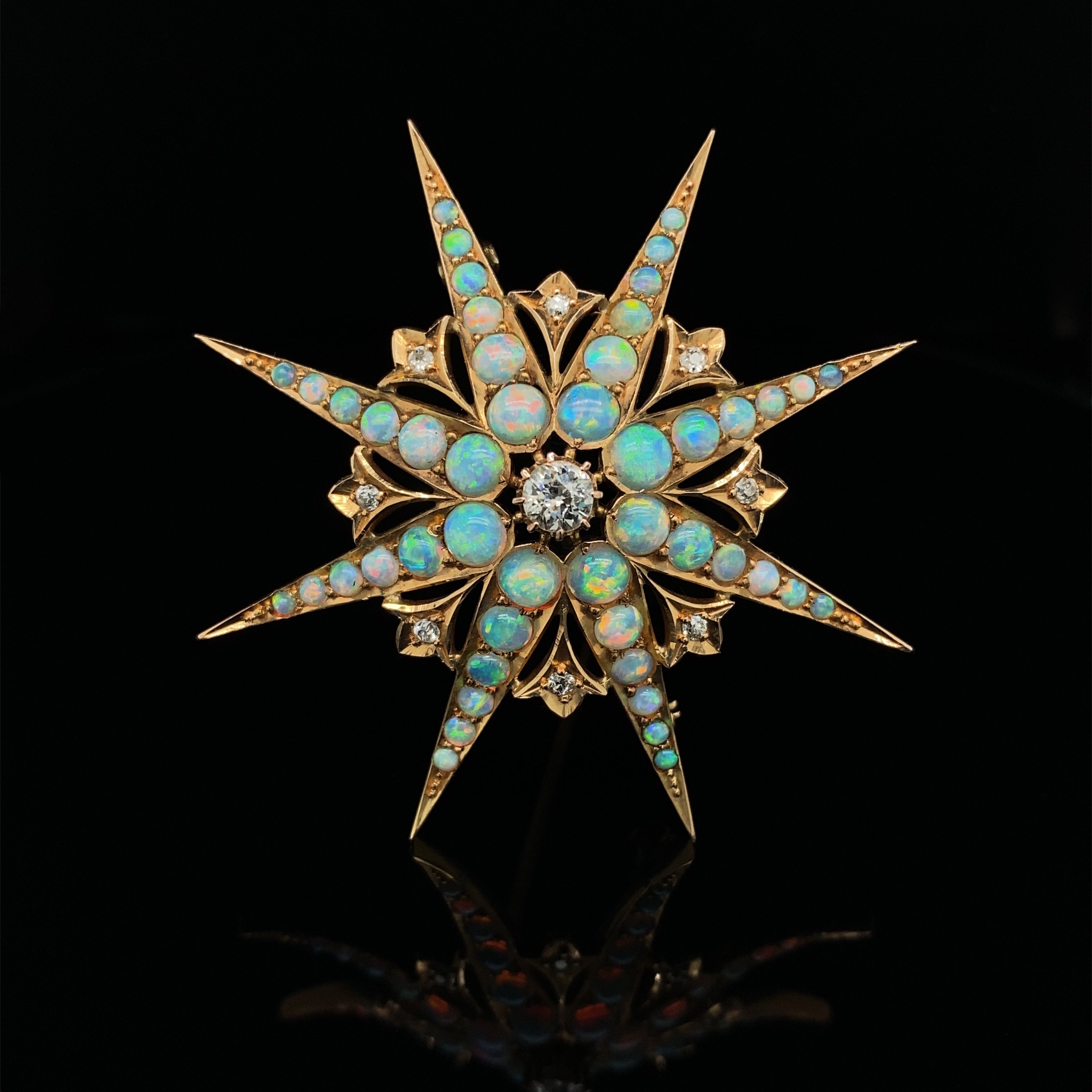 Opal & Diamond Star Brooch - Wildsmith Jewellery Brooches