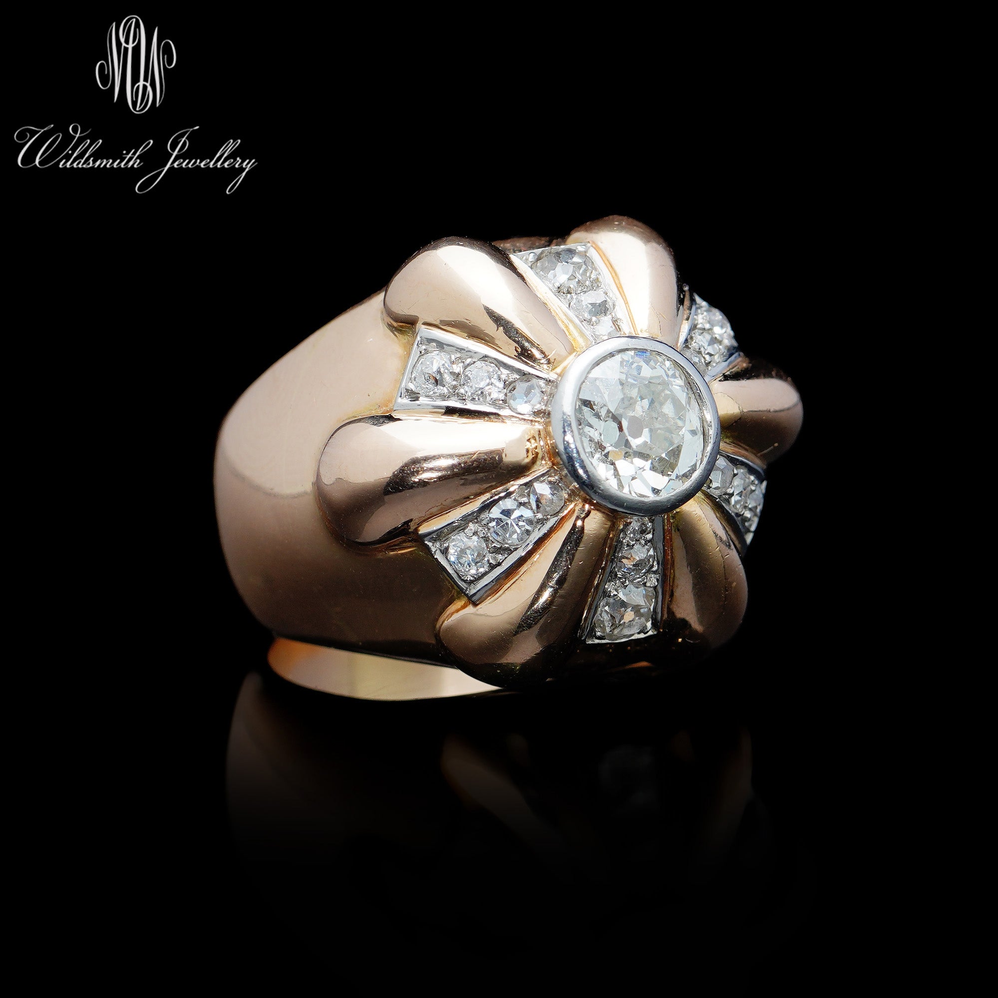 1950’s Gold & Diamond Bombé Ring - Wildsmith Jewellery Rings